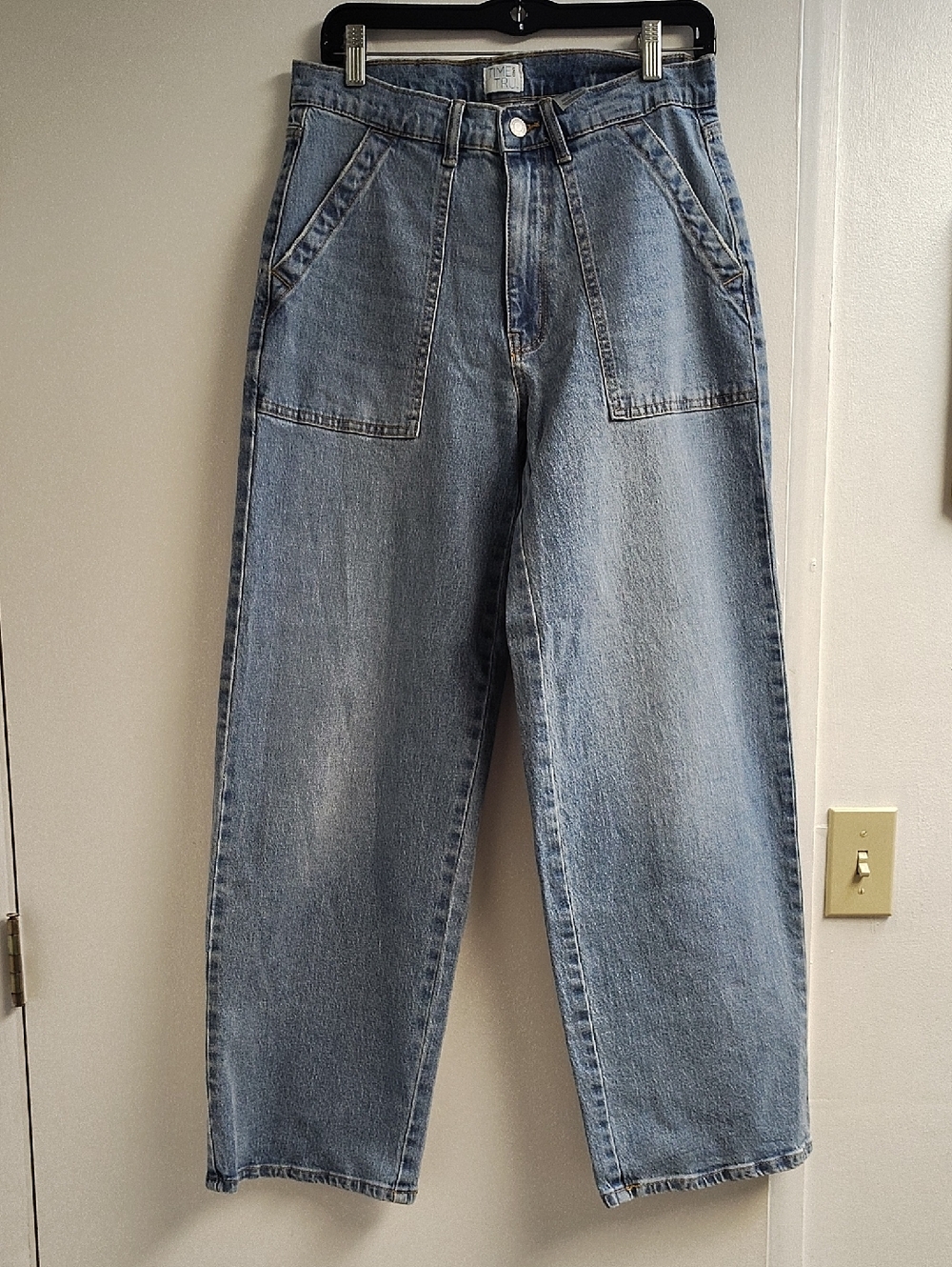 Time & Tru Wide Leg Denim Jeans Size 8 Large Pockets